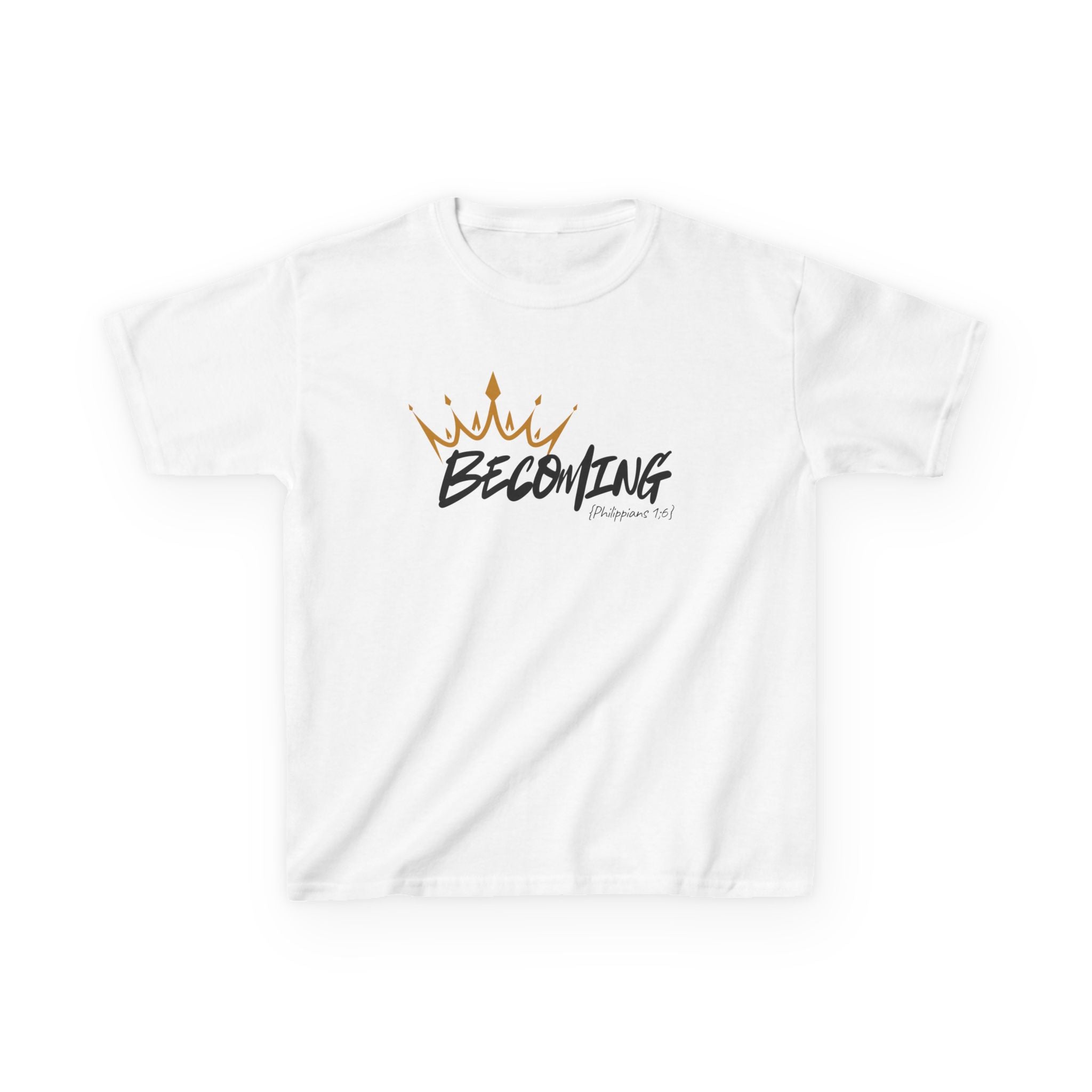 Kids Tee — "Becoming" Crown Graphic Inspirational Shirt