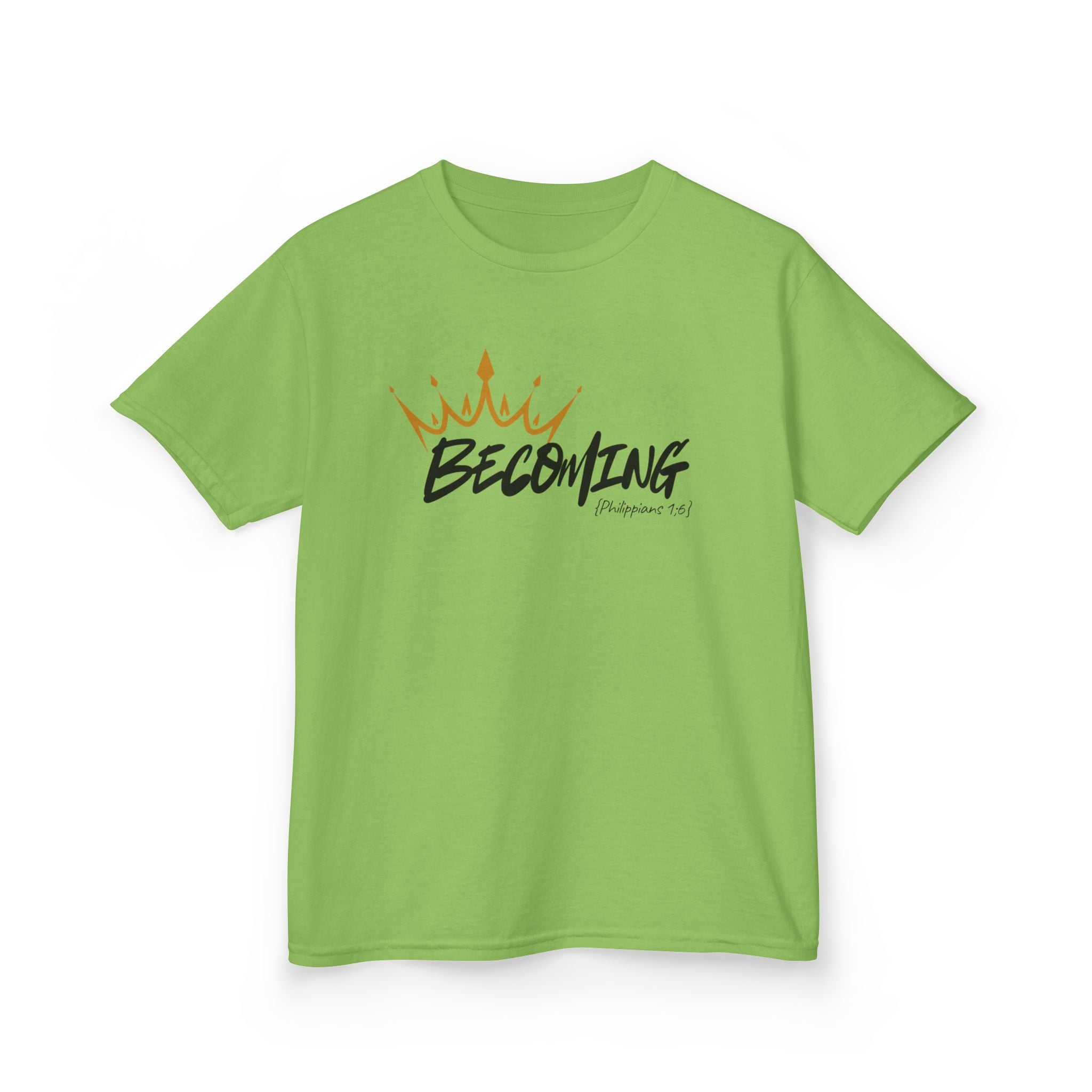Kids Tee — "Becoming" Crown Graphic Inspirational Shirt