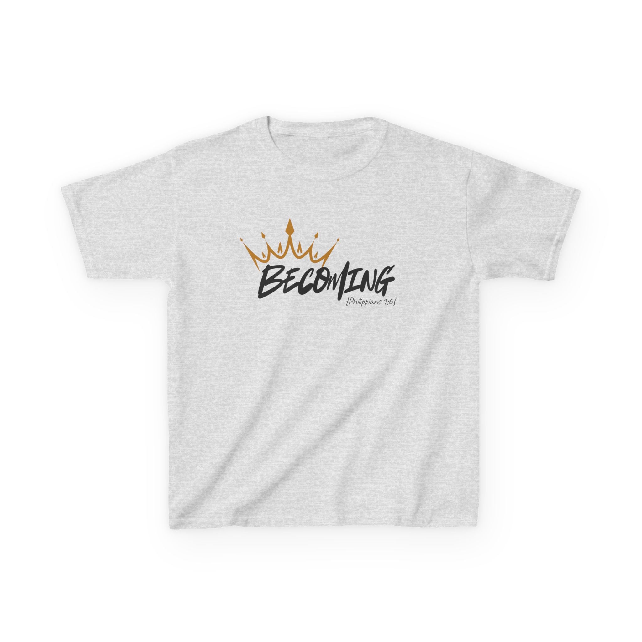 Kids Tee — "Becoming" Crown Graphic Inspirational Shirt