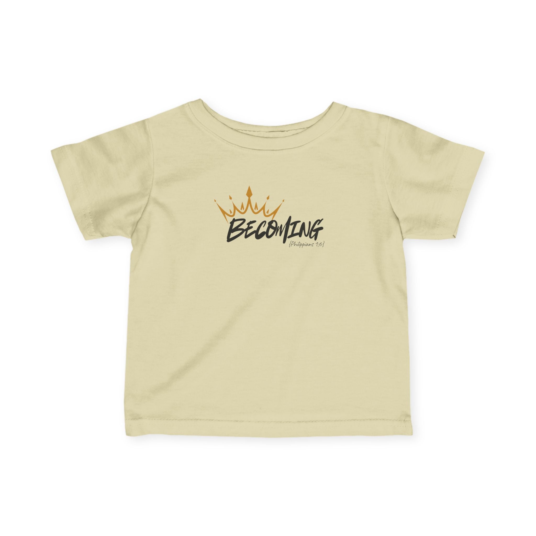 Infant Tee – "Becoming" Crown Baby T‑Shirt (Baby Shower & Newborn Gift)