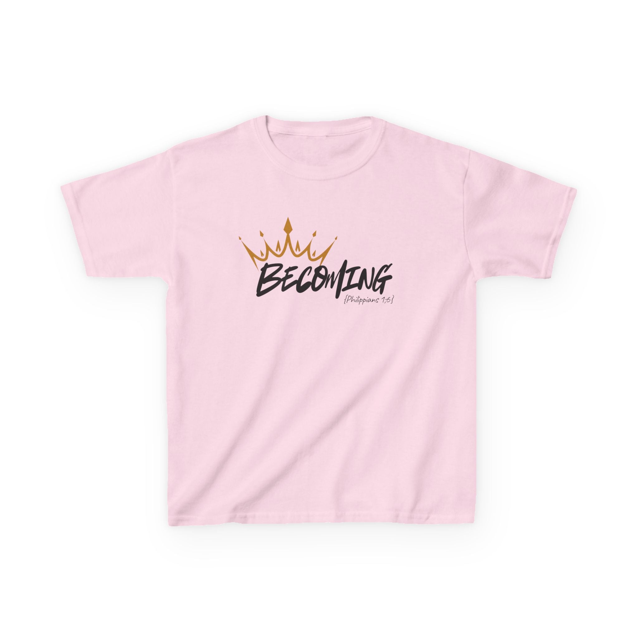Kids Tee — "Becoming" Crown Graphic Inspirational Shirt