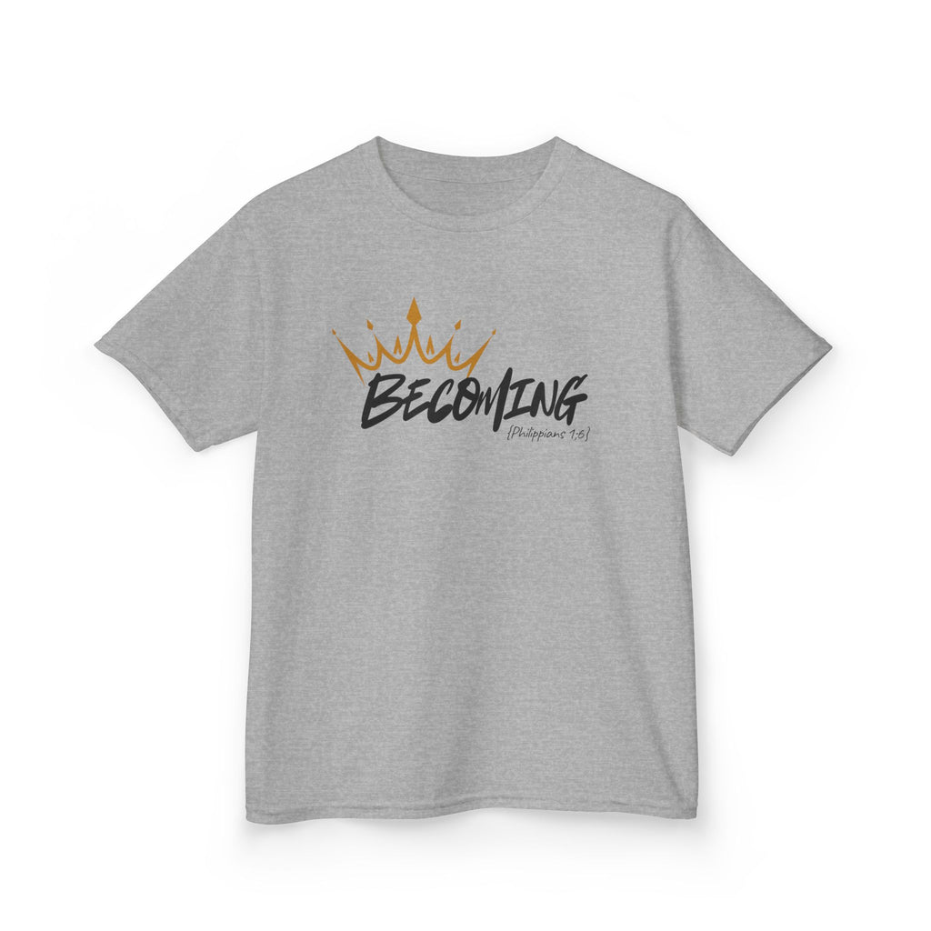 Kids Tee — "Becoming" Crown Graphic Inspirational Shirt