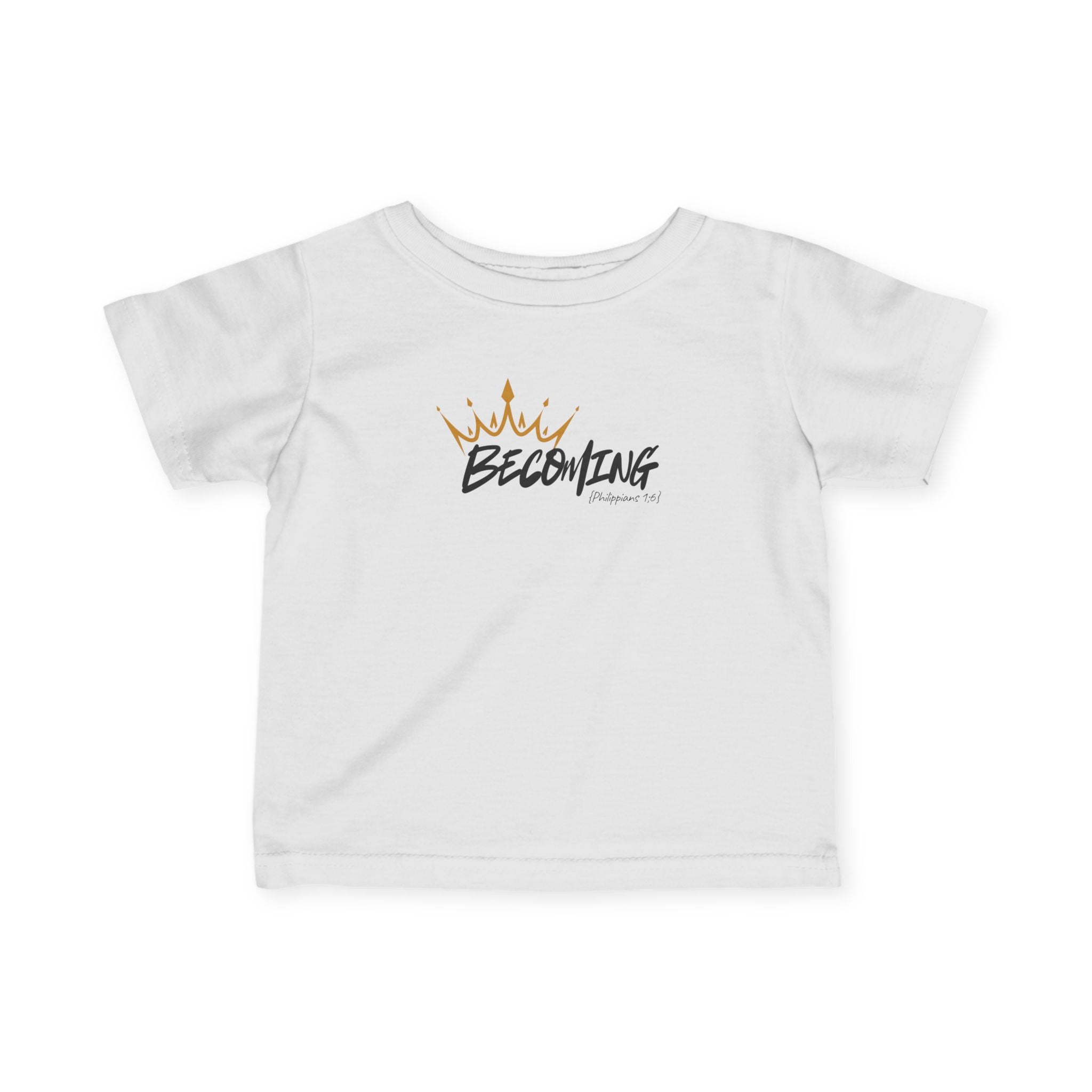 Infant Tee – "Becoming" Crown Baby T‑Shirt (Baby Shower & Newborn Gift)