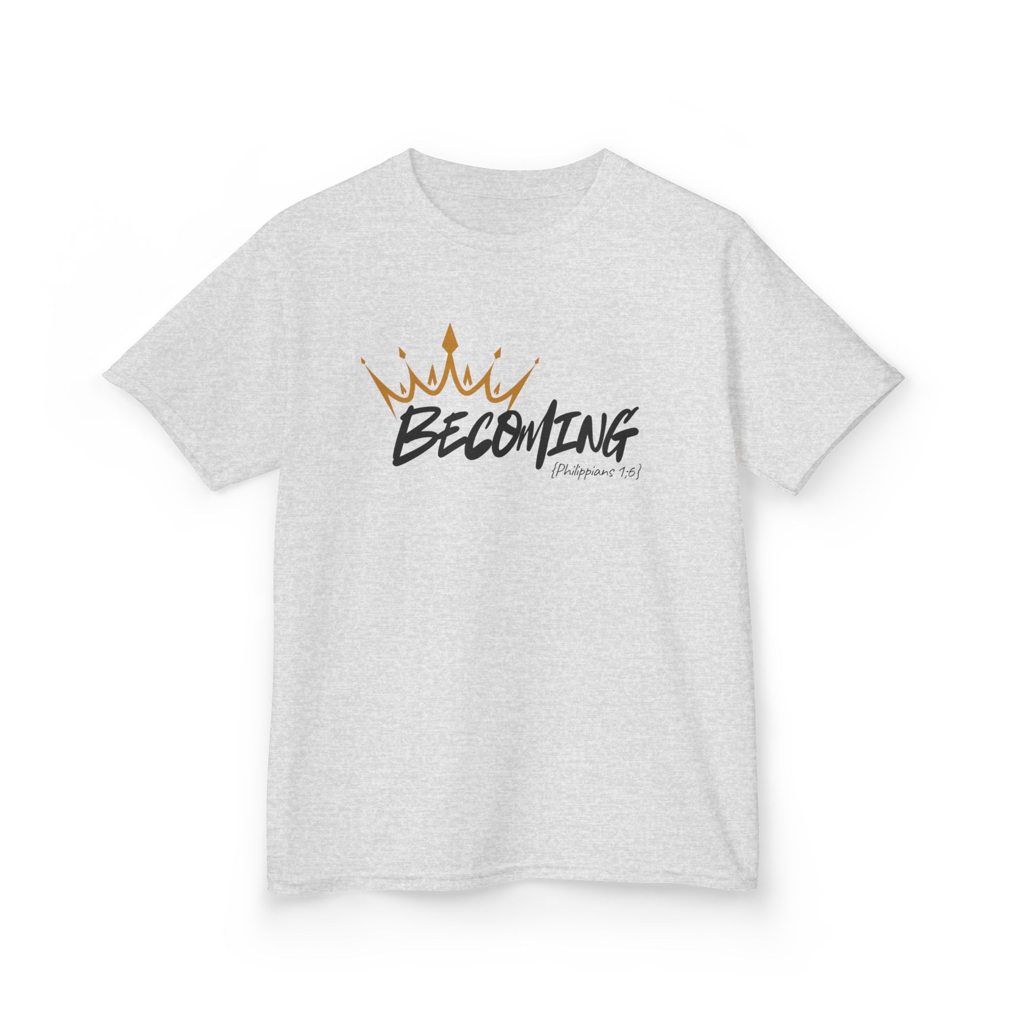 Kids Tee — "Becoming" Crown Graphic Inspirational Shirt