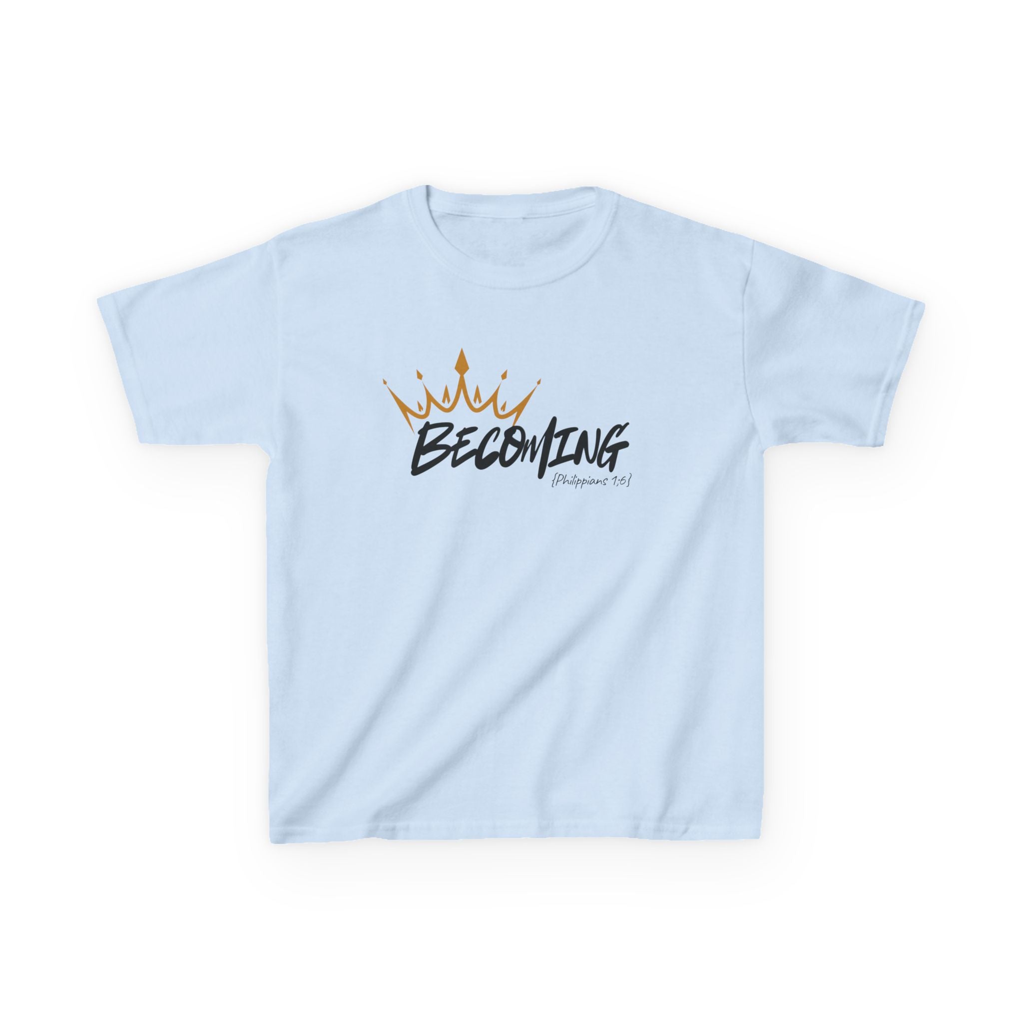 Kids Tee — "Becoming" Crown Graphic Inspirational Shirt