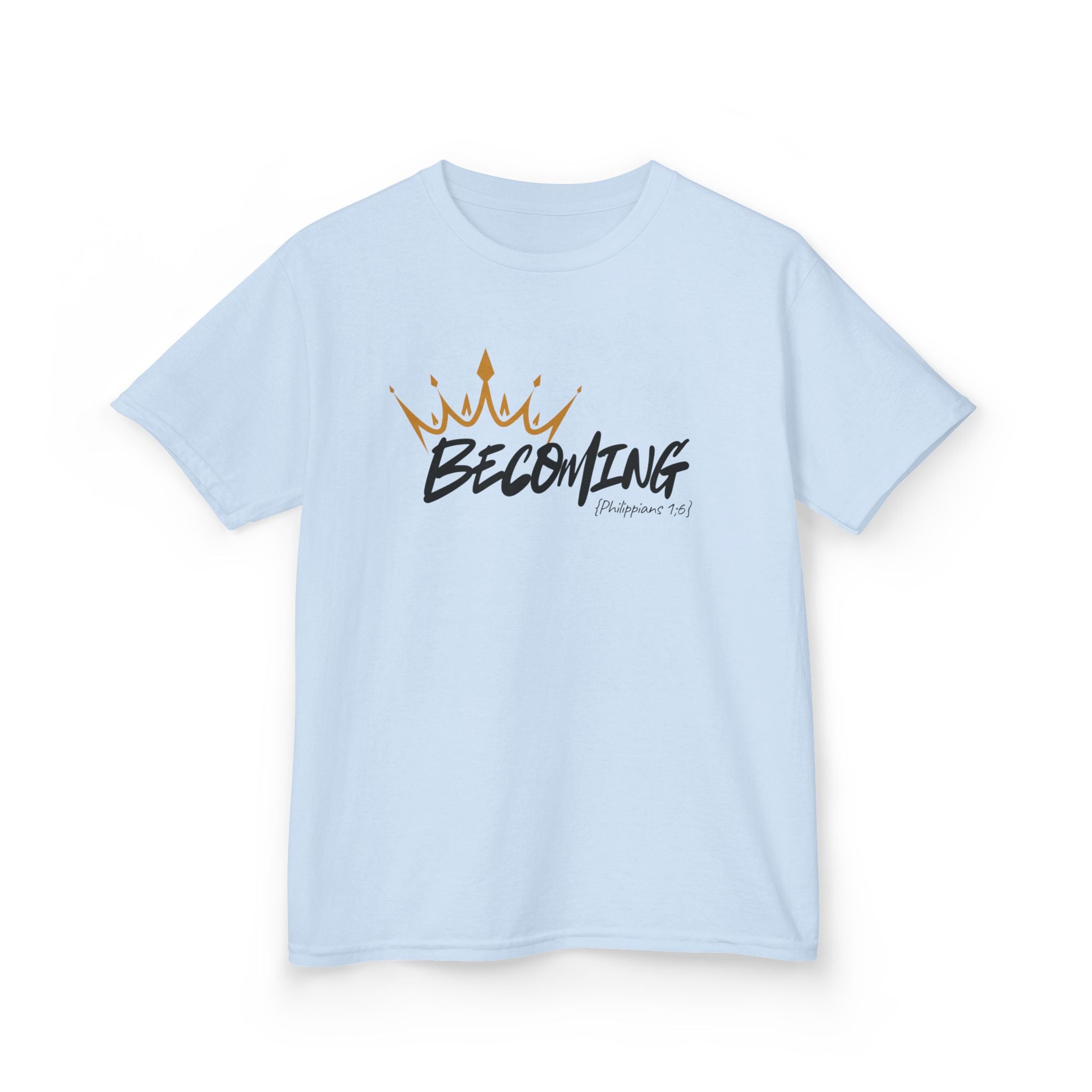 Kids Tee — "Becoming" Crown Graphic Inspirational Shirt