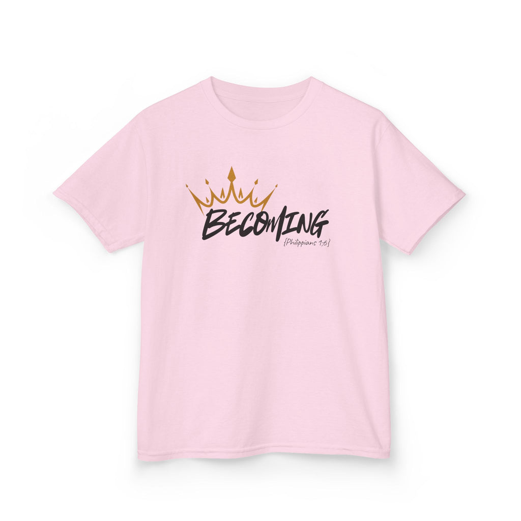 Kids Tee — "Becoming" Crown Graphic Inspirational Shirt