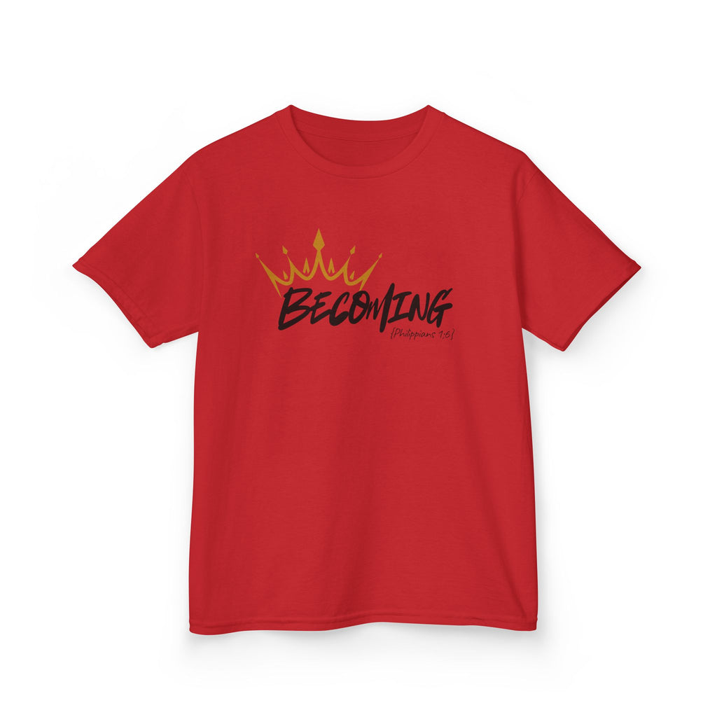 Kids Tee — "Becoming" Crown Graphic Inspirational Shirt
